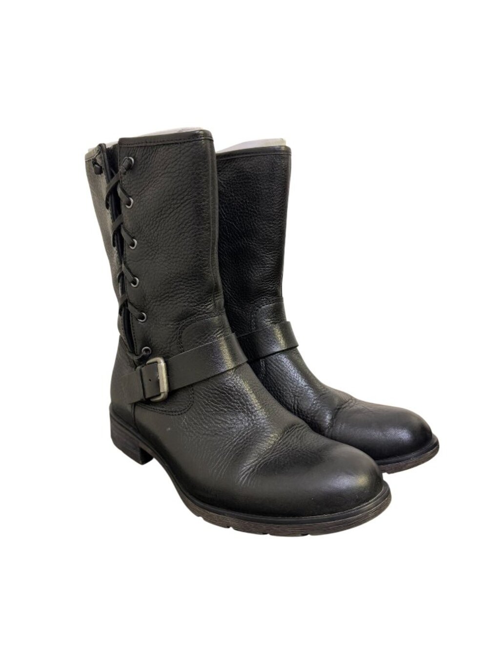 NWB Sofft Leather Lace-Up & Zip Black Boots Size 8